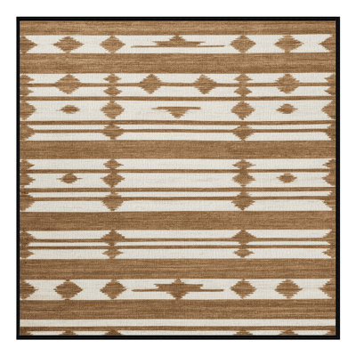Washable Tan White Striped Area Rug