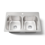Verse Top-Mount Double-Equal Bowl Kitchen Sink with Single Faucet Hole