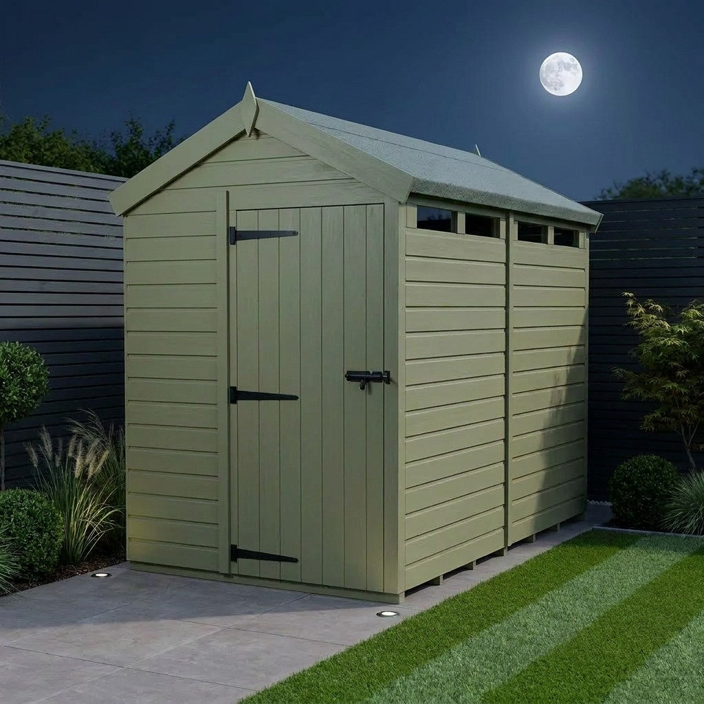 Total Sheds 8ft x 5ft Security Apex Shed - Heavy-Duty Hasp Staple Anti-Tamper - Pressure Treated Timber - UK Manufactured