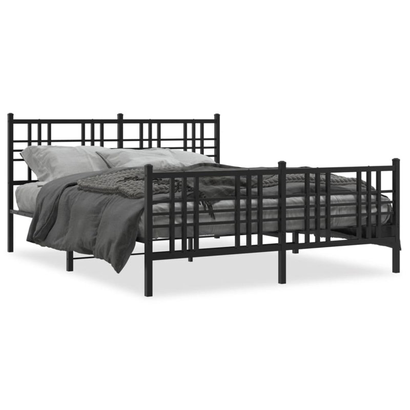 Novarayne Metal Bed, Small Double (4'), Black