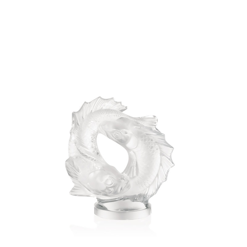 Double Fish Luster Figurine, Clear, 11.26" H x 10.28" W x 5.47" D