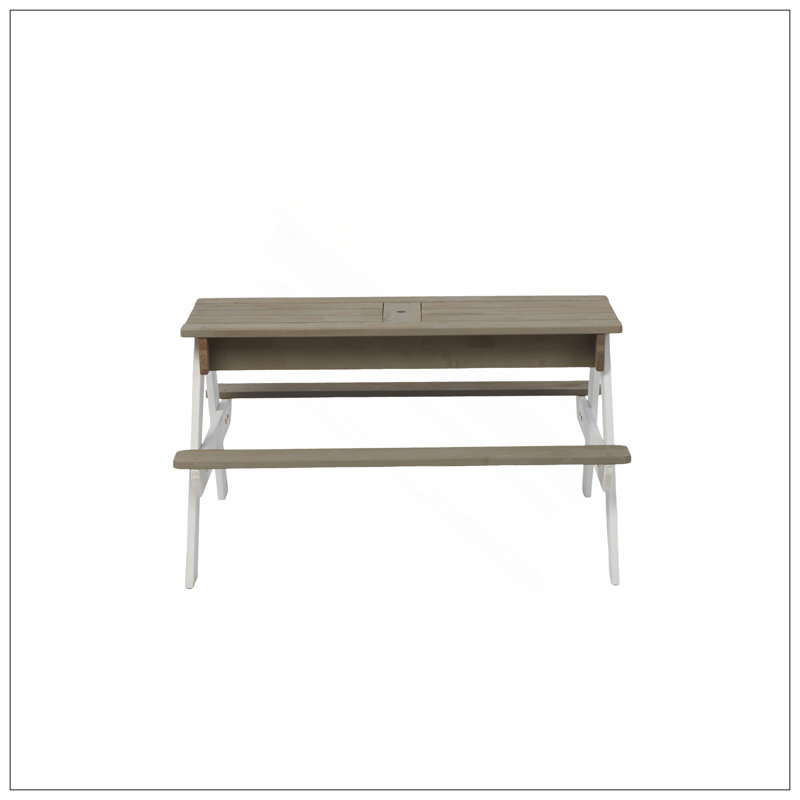 Wooden Kids Picnic Table, Sand And Water Table With Umbrella, Activity Table For Outdoor Backyard Patio Play