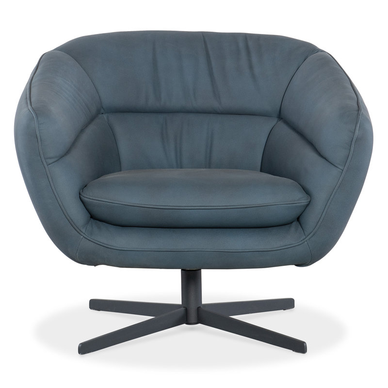 CC Swivel Chair, Blue Genuine Leather