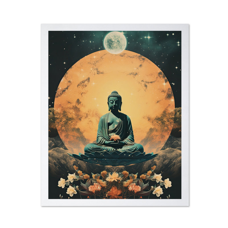Bouddha psychédélique, Poster, 18"H x 24"W, White Framed