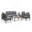 Ensemble de conversation de patio 5 pièces en aluminium 5 pièces, canapé d'extérieur 7 places avec coussins épais gris foncé et structure grise et table basse