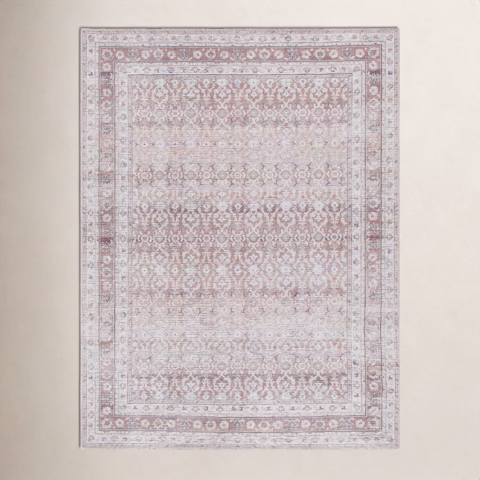 Angiela Machine Washable Floral Rug, Rectangle 5'2" x 6'11"