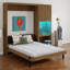 Lit escamotable avec bureau, armoire de rangement, lumière DEL, tiroir, lit escamotable mural, lit escamotable peu encombrant-133348979