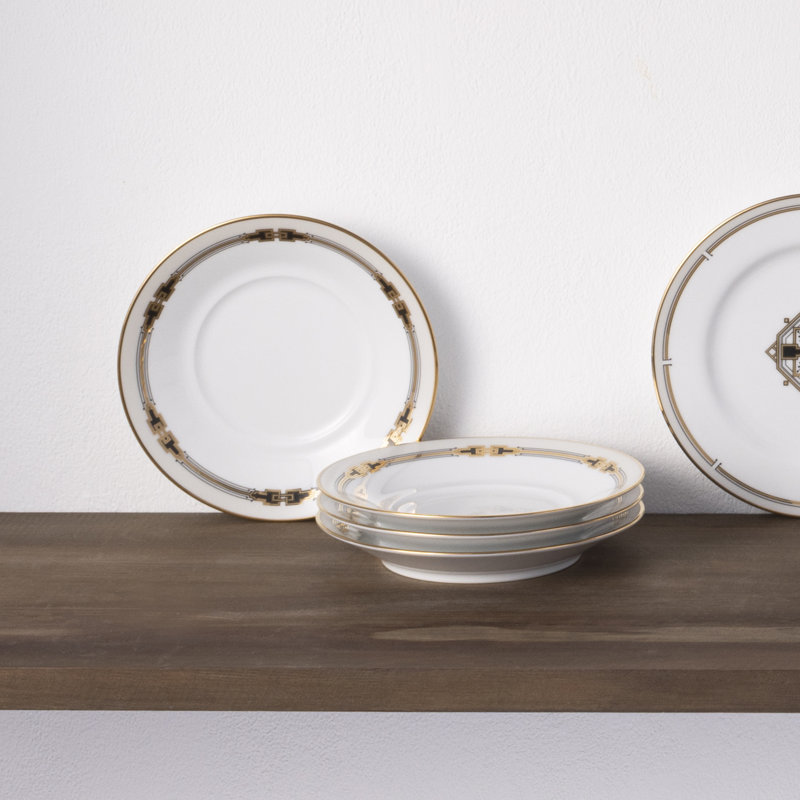 Ensemble de 4 soucoupes dorées Noritake Empire, 6 po
