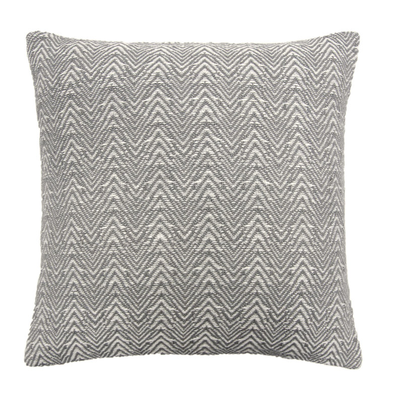 Chevron Square Cushion, Silver, Polyester/Polyfill