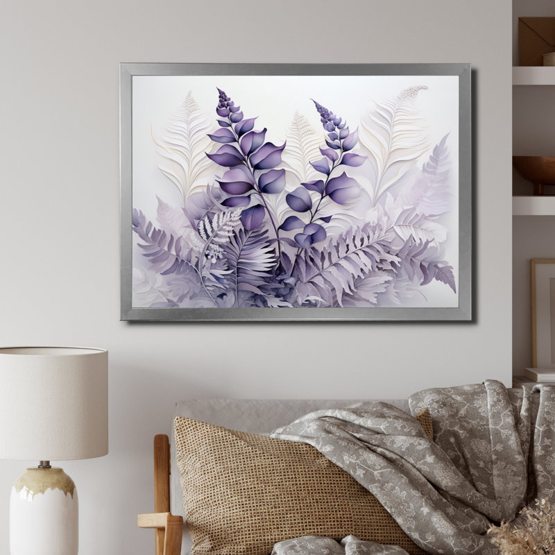 Ferns Violet Dream I - imprimé, H 30 po x l 40 po x P 1,5 po, Cadre simple argenté