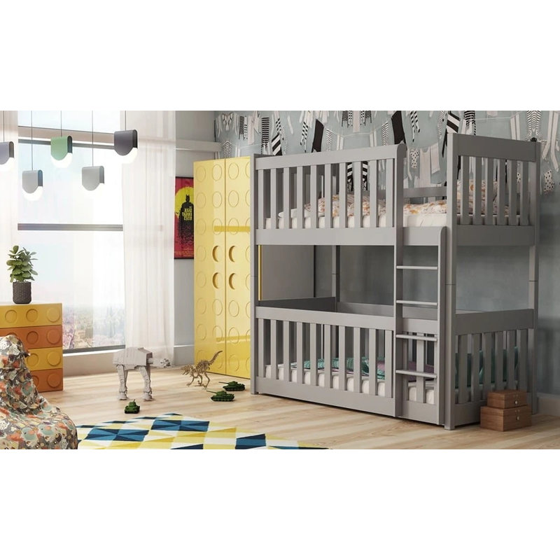 Knight Single (3') Standard Bunk Bed and Mattress, Grey