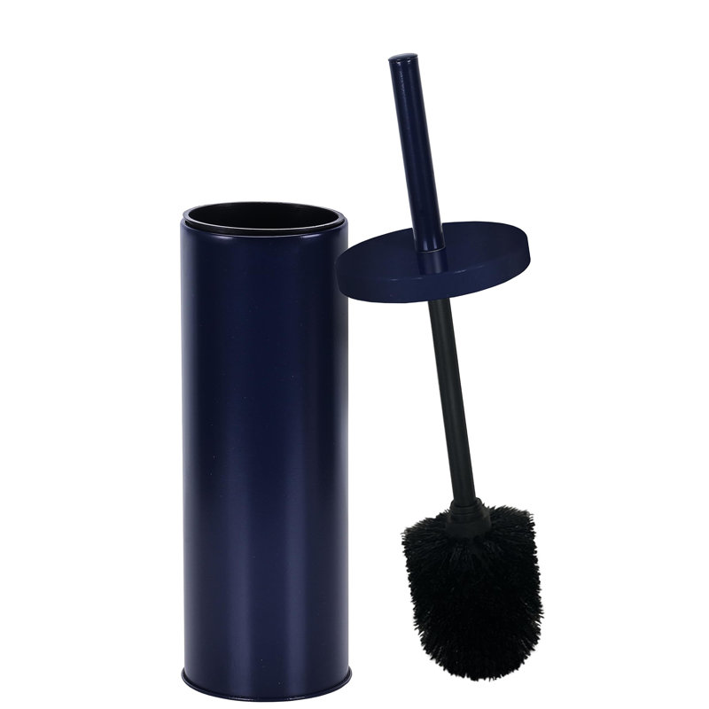 Brosse de cuvette de toilette profonde et robuste avec support, Bleu marine mat