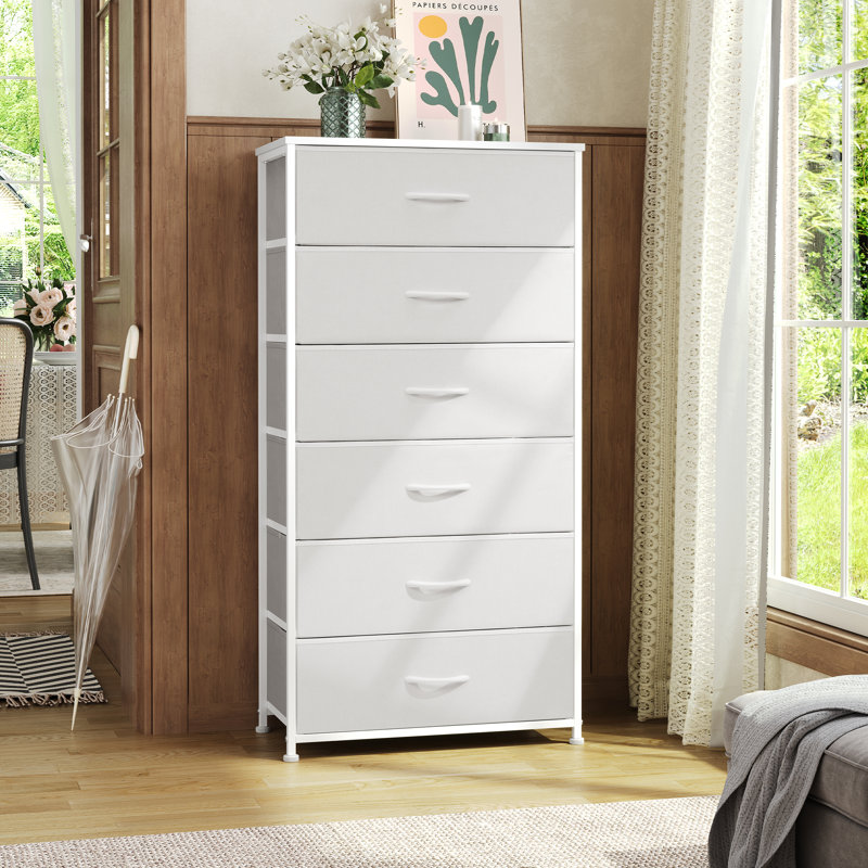 23.2" Wide 6-drawer Dresser, White, White