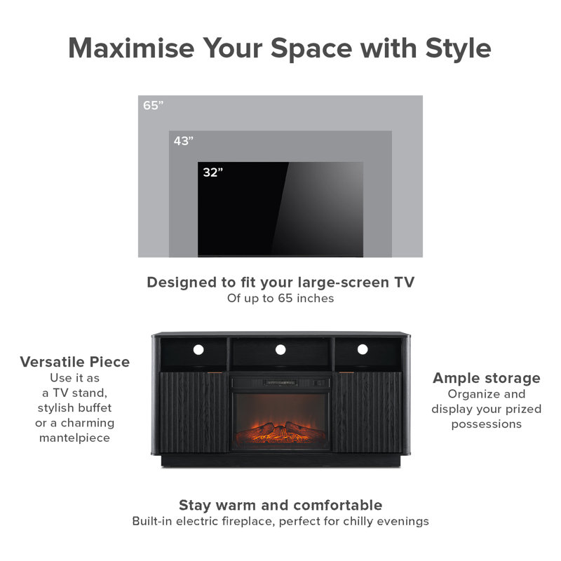 Latitude Run® Wozniak Electric Fireplace Tv Stand, Black