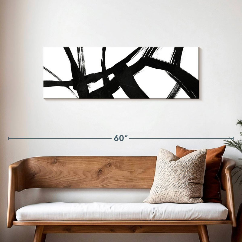 Black Ink Streaks V Canvas Print, 15" H x 45" W x 1.25" D