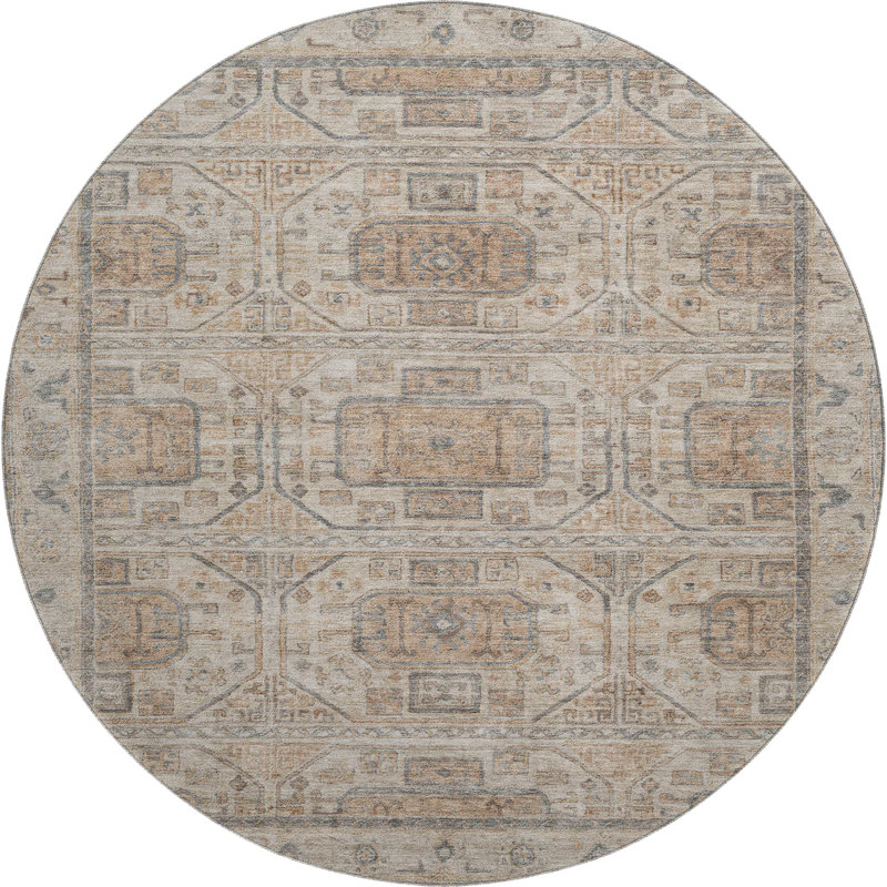 Premium Machine Washable Tara Border Rug, Round 8'