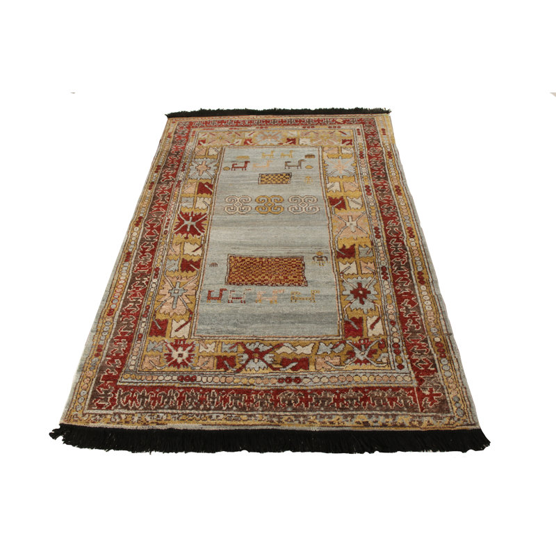 Rug & Kilim’S Tribal Rug In Blue And Red Medallion Pattern, Runner 3' x 12'