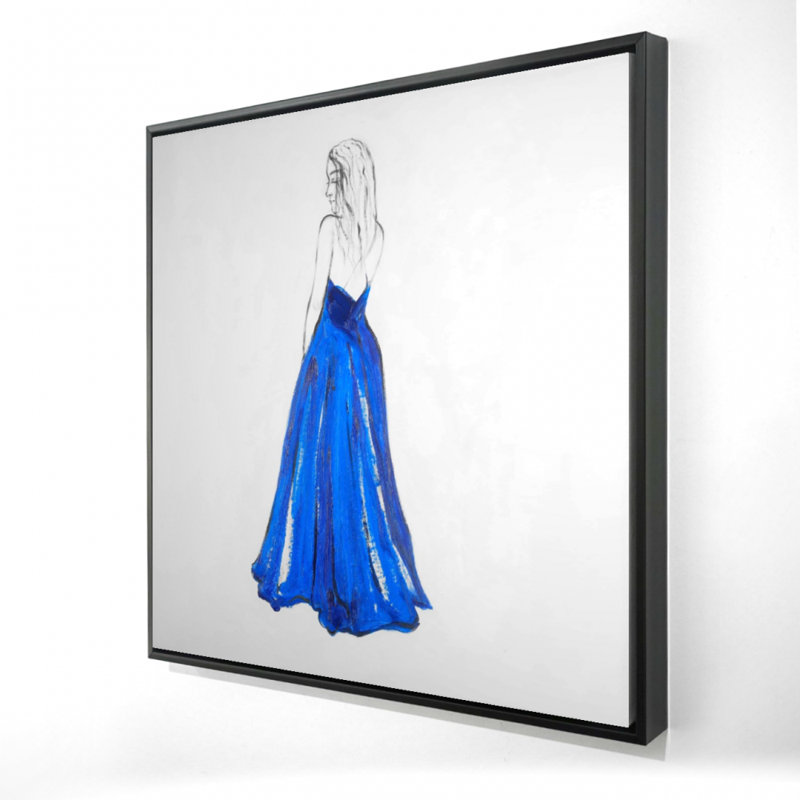 Dame en bleu - Toile encadrée bleue classique pour la décoration intérieure