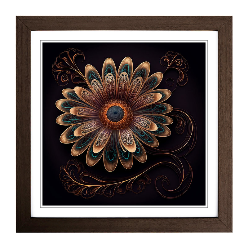 Daisy Ornamental Art No.1 - Framed Print, Walnut