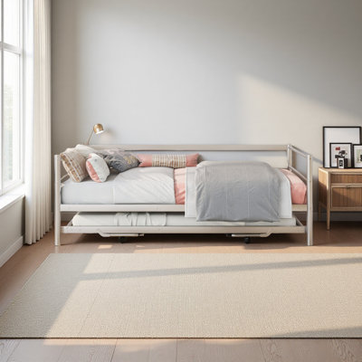 Twin Size Metal Daybed With Adjustable Trundle