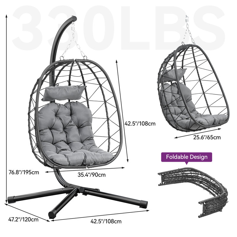 Alexei Swing Chair with Stand, Grey