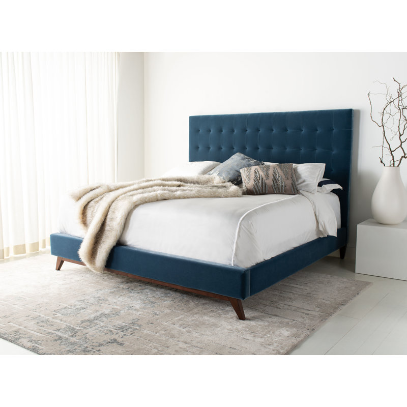 Bunny Upholstered Panel Bed, King, Dusty Blue