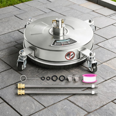 Nettoyeur de surfaces à haute pression en acier inoxydable de 42 cm (16,5 po) avec 4 roues | Pression de 3 000 à 4 000 PSI et raccord rapide de 6,35 mm (1/4 po) pour allées, patios, trottoirs et terrasses