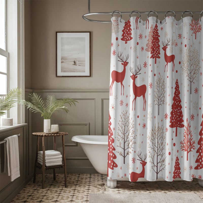 Rideau de douche Retro Xmas - Premium, H 74 po x l 71 po