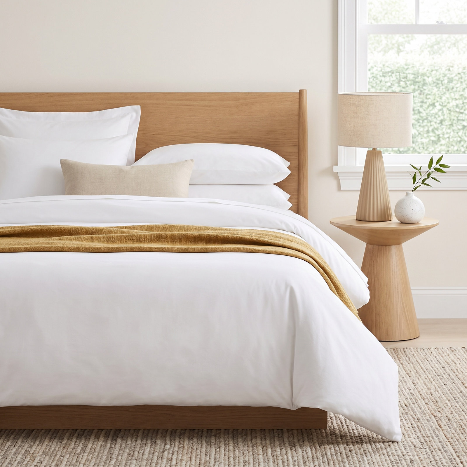 Coyer Classic Cotton Percale Duvet Cover Set, White, King / Cal King Duvet Cover + 2 Pillow Shams