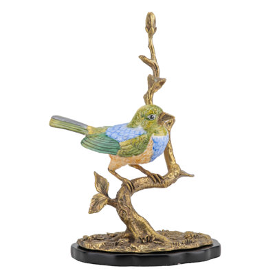 Figurine d'oiseau Finch en porcelaine avec bronze Ormolu