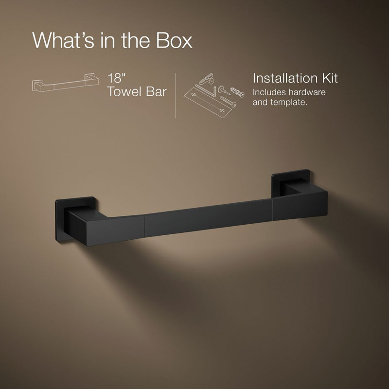 Honesty Towel Bar, Matte Black, 12"W