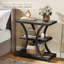  Table de bout à 3 niveaux avec rangement, table d'appoint industrielle avec design géométrique en métal