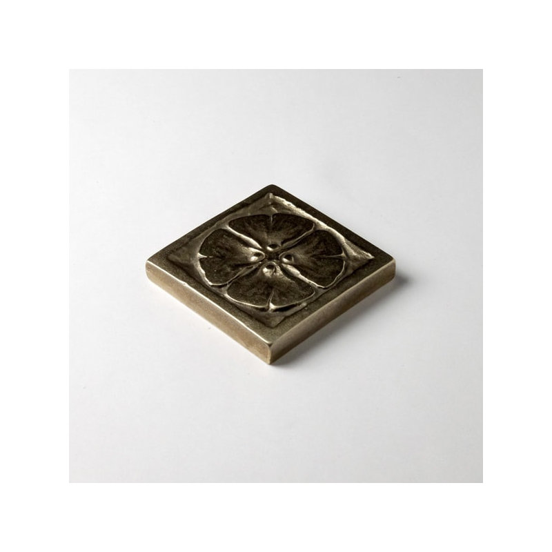 2" x 2" Metal Moon Blossom Decorative Tile Insert, Traditional Bronze