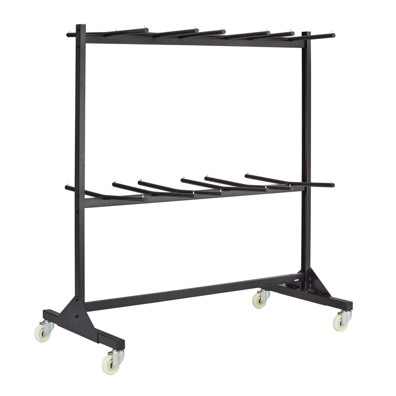 Black Powder-Coated Steel Folding Chair Trolley - 84 Chair Capacity