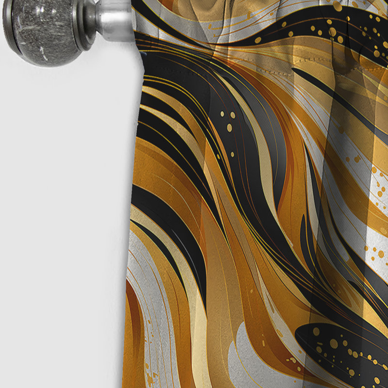 Gold And Black Striped Bengals - Abstract Marble Curtain - Blackout Marble Curtain - 1 Panels, 52" W x 90" L