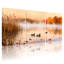Paysage et nature, automne, lac, canards, roseaux, brume, arbres, feuilles, ensemble de 3 impressions sur toile-79145060