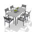 Ensemble de salle à manger en aluminium pour 6 personnes avec chaises empilables et trou pour parasol Muntz-537368324