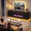 Meuble télé de 70 po avec foyer électrique, console télé avec éclairage DEL RVB, flamme 3D, chauffage 1500 W, compatible avec les téléviseurs jusqu'à 80 po, noir-133713035