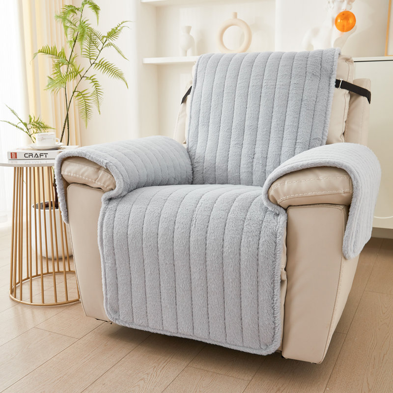 Housse pour fauteuil inclinable Shaggy, Mélange de polyester gris clair