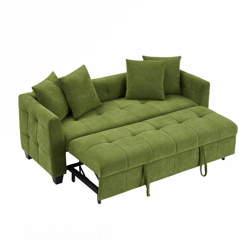 78"Flannelette Pull Out Sofa Sleeper, Green