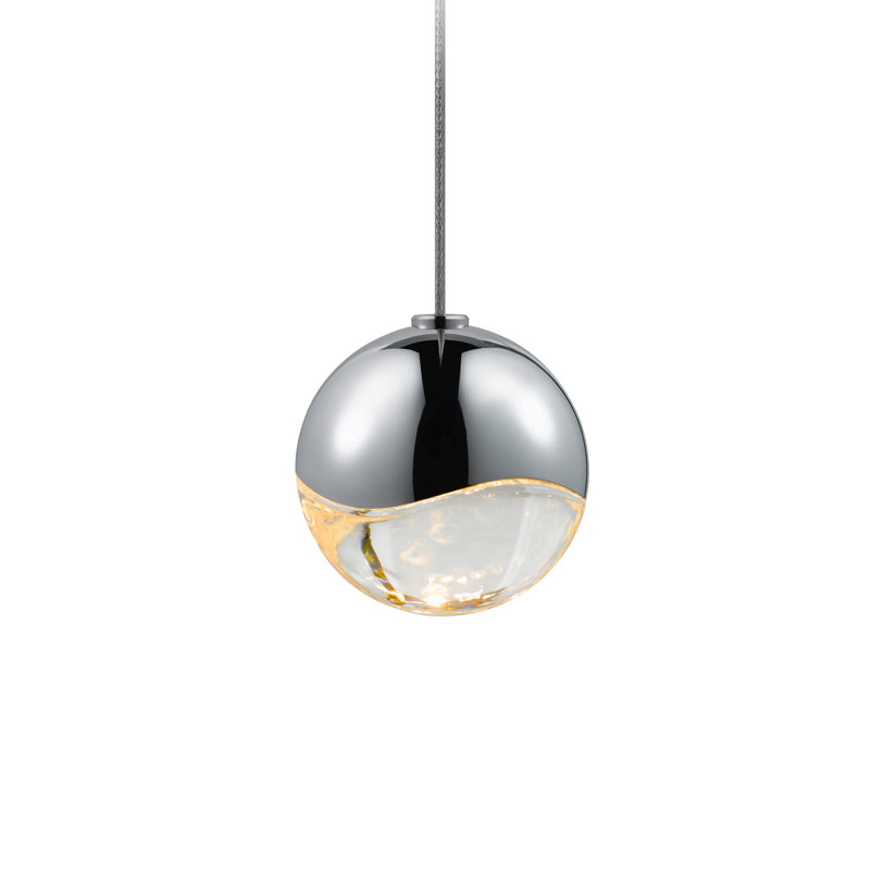 2.5" Satin Nickel and Glass Globe LED Pendant Light