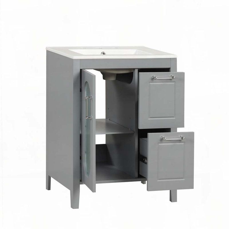 Meuble-lavabo 24 po avec lavabo, Gris