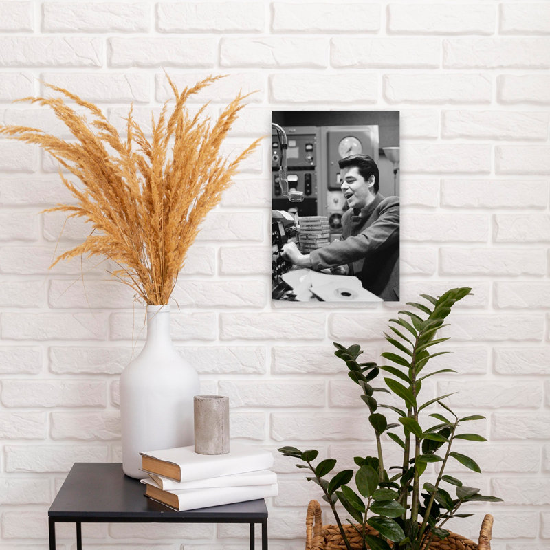 1960, radio, disc-jockey, studio, musique, sélection, rétro, rétro, rétro, H 18 po x l 12 po