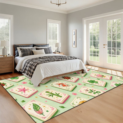 Tapis 10 x 14 pour pièces de mahjong Carreaux de mahjong Symboles colorés Tapis boho lavable pour le salon Tapis pour la salle à manger Tapis antidérapant à envers en caoutchouc souple pour bureau de chambre de bébé