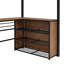 Lit mezzanine simple en métal avec 3 couches de tablettes et bureau en L, noir-392625365-392625362