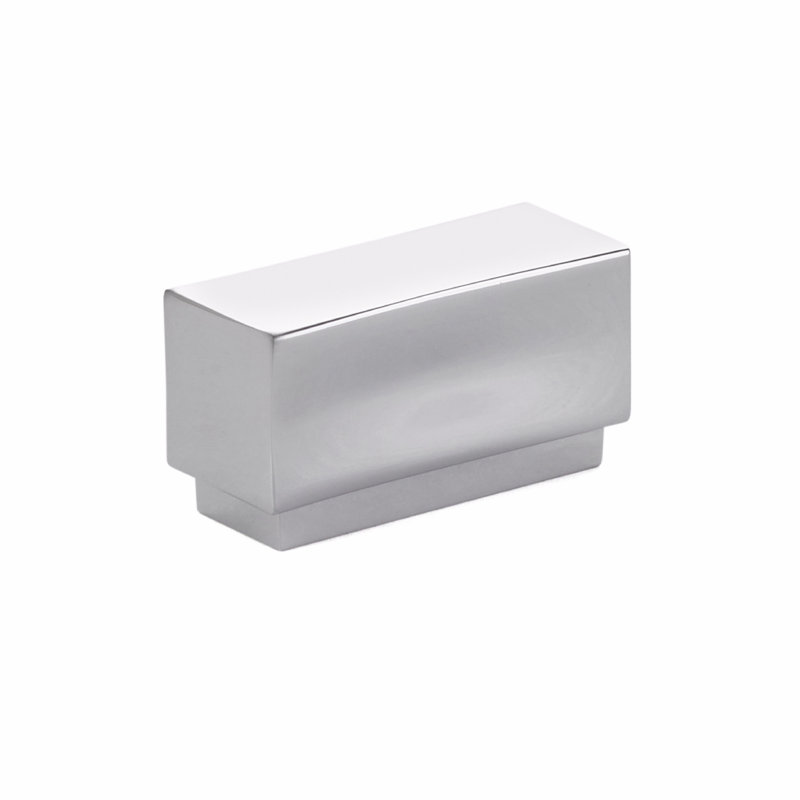 Cinder Rectangular Knob, Satin Brass, 1.63''
