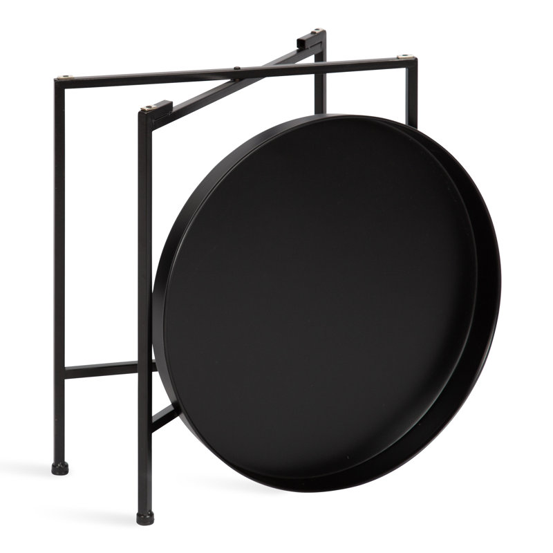 Table de bout avec plateau en fer Dina, H 22 po x l 18,25 po, Noir, Noir