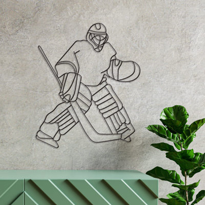 Décoration murale en métal hockey sur glace Hosley d'une hauteur de 29,25 po - Cadeau de décoration idéal pour les amateurs de sport - Décoration de salle, de salle de bain, de bureau à domicile - Parfait pour les mariages et les fêtes