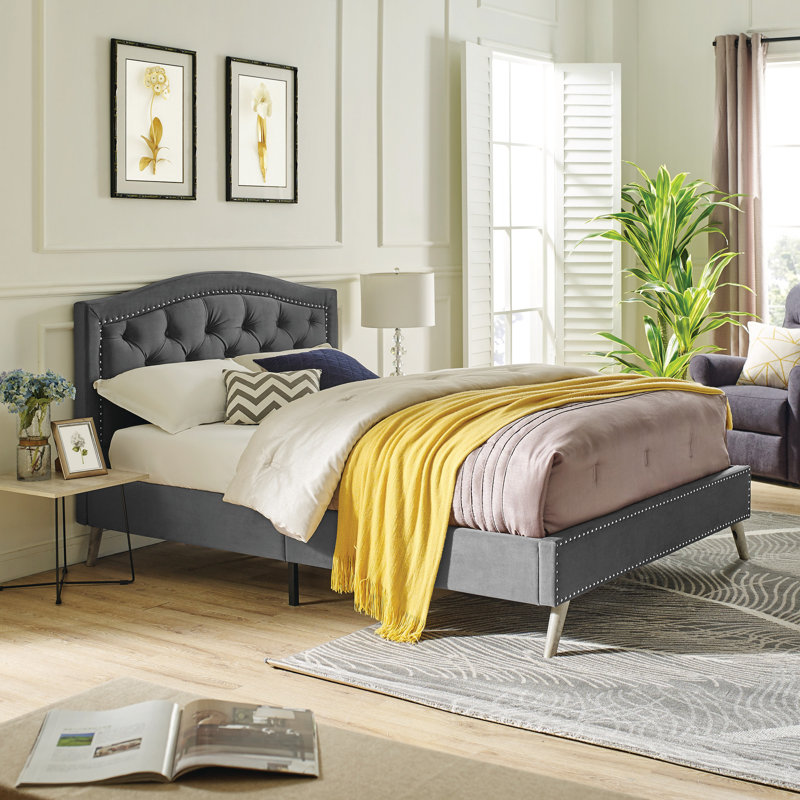 Applewhite Upholstered Metal Platform Bed, Peyton Slate, Queen