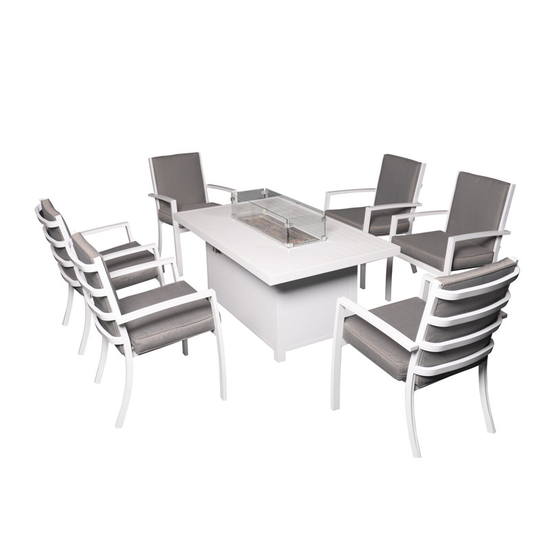 Ecrin 6 - Person Patio Dining Set Rectangular Table with Cushions Included